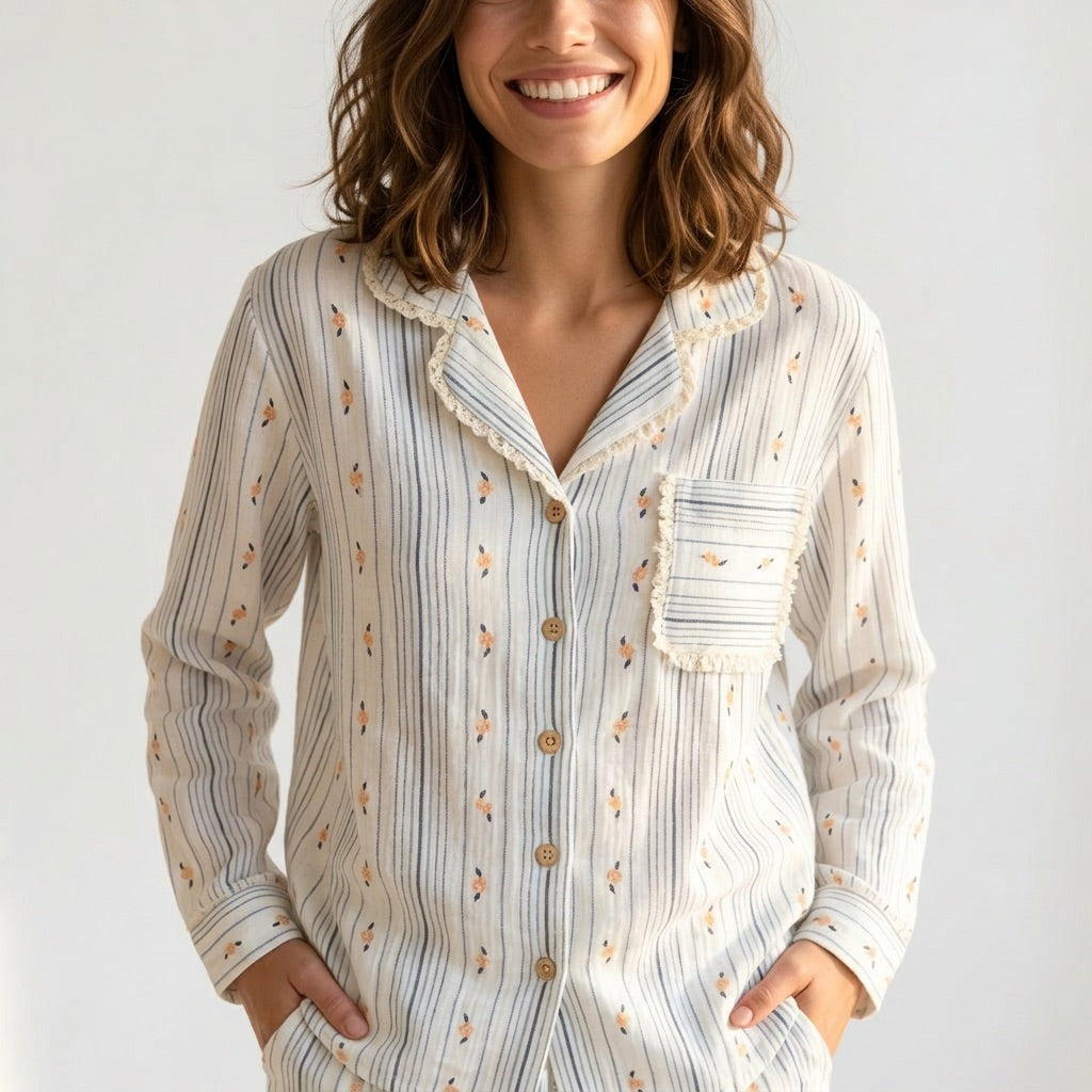 Langer Musselin Pyjama