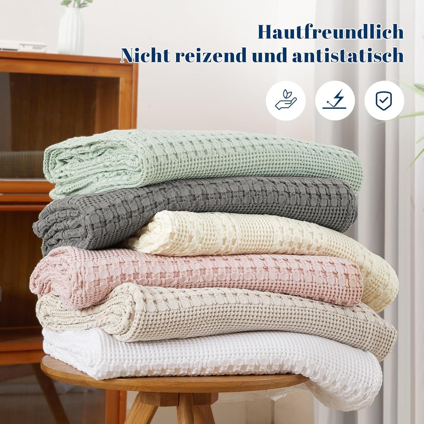 Waffeldecke aus 100 % Baumwolle